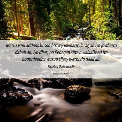 Picture 06 - Bilowgii 24:53 SOM - Markaasuu addoonkii soo bixiyey jowharro lacag ah - Bible Verse Picture