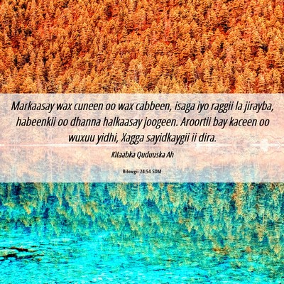 Picture 06 - Bilowgii 24:54 SOM - Markaasay wax cuneen oo wax cabbeen, isaga iyo - Bible Verse Picture