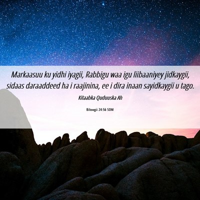 Picture 06 - Bilowgii 24:56 SOM - Markaasuu ku yidhi iyagii, Rabbigu waa igu - Bible Verse Picture
