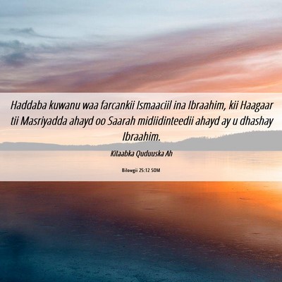 Picture 06 - Bilowgii 25:12 SOM - Haddaba kuwanu waa farcankii Ismaaciil ina - Bible Verse Picture