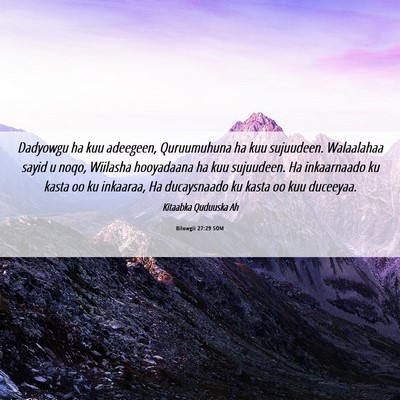 Picture 06 - Bilowgii 27:29 SOM - Dadyowgu ha kuu adeegeen, Quruumuhuna ha kuu - Bible Verse Picture