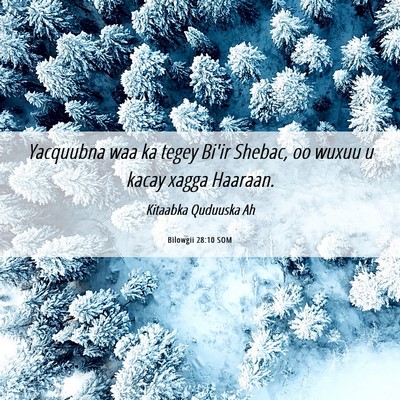 Picture 06 - Bilowgii 28:10 SOM - Yacquubna waa ka tegey Bi'ir Shebac, oo wuxuu u - Bible Verse Picture