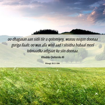 Picture 06 - Bilowgii 28:22 SOM - oo dhagaxan aan sidii tiir u qotomiyey, wuxuu - Bible Verse Picture