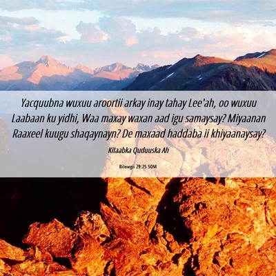 Picture 06 - Bilowgii 29:25 SOM - Yacquubna wuxuu aroortii arkay inay tahay Lee'ah, - Bible Verse Picture