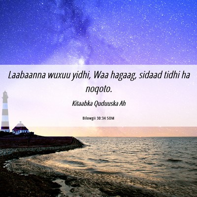 Picture 06 - Bilowgii 30:34 SOM - Laabaanna wuxuu yidhi, Waa hagaag, sidaad tidhi - Bible Verse Picture
