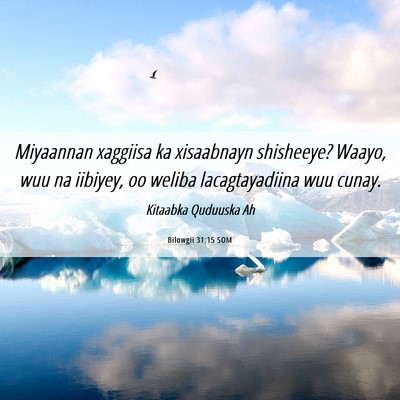 Picture 06 - Bilowgii 31:15 SOM - Miyaannan xaggiisa ka xisaabnayn shisheeye? - Bible Verse Picture