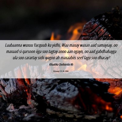 Picture 06 - Bilowgii 31:26 SOM - Laabaanna wuxuu Yacquub ku yidhi, Waa maxay waxan - Bible Verse Picture