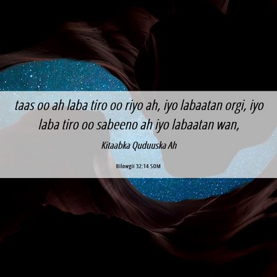 Picture 06 - Bilowgii 32:14 SOM - taas oo ah laba tiro oo riyo ah, iyo labaatan - Bible Verse Picture