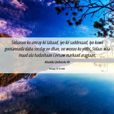 Picture 06 - Bilowgii 32:19 SOM - Sidaasuu ku amray kii labaad, iyo kii saddexaad, - Bible Verse Picture