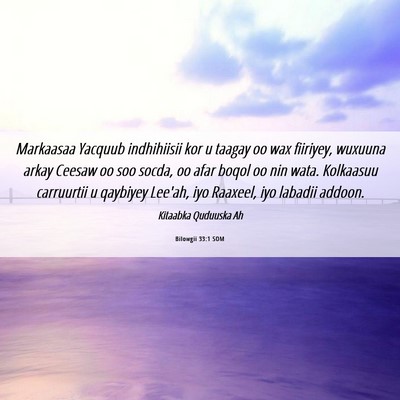 Picture 06 - Bilowgii 33:1 SOM - Markaasaa Yacquub indhihiisii kor u taagay oo wax - Bible Verse Picture