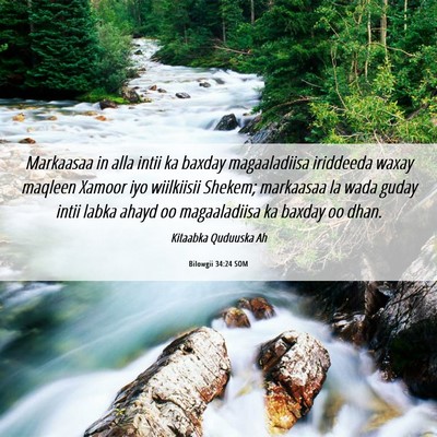 Picture 06 - Bilowgii 34:24 SOM - Markaasaa in alla intii ka baxday magaaladiisa - Bible Verse Picture
