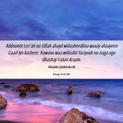 Picture 06 - Bilowgii 35:26 SOM - Addoontii Lee'ah oo Silfah ahayd wiilasheediina - Bible Verse Picture