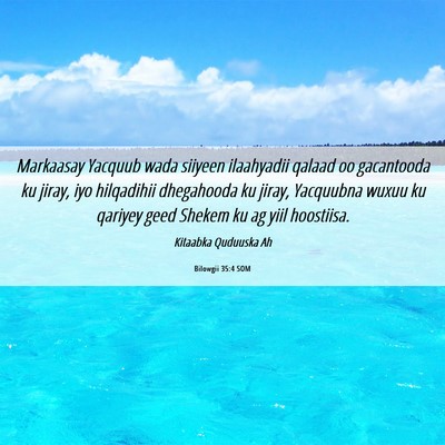 Picture 06 - Bilowgii 35:4 SOM - Markaasay Yacquub wada siiyeen ilaahyadii qalaad - Bible Verse Picture