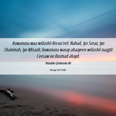 Picture 06 - Bilowgii 36:13 SOM - Kuwanuna waa wiilashii Recuu'eel: Nahad, iyo - Bible Verse Picture