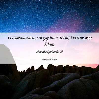 Picture 06 - Bilowgii 36:8 SOM - Ceesawna wuxuu degay Buur Seciir; Ceesaw waa - Bible Verse Picture