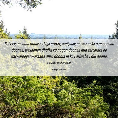Picture 06 - Bilowgii 4:14 SOM - Bal eeg, maanta dhulkaad iga eriday, wejigaagana - Bible Verse Picture
