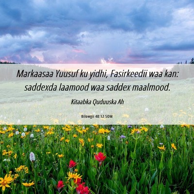 Picture 06 - Bilowgii 40:12 SOM - Markaasaa Yuusuf ku yidhi, Fasirkeedii waa kan: - Bible Verse Picture