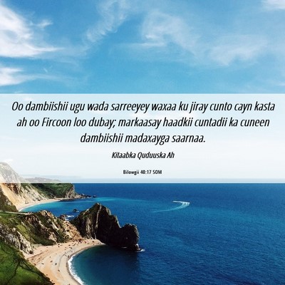 Picture 06 - Bilowgii 40:17 SOM - Oo dambiishii ugu wada sarreeyey waxaa ku jiray - Bible Verse Picture