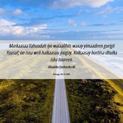 Picture 06 - Bilowgii 44:14 SOM - Markaasaa Yahuudah iyo walaalihiis waxay - Bible Verse Picture