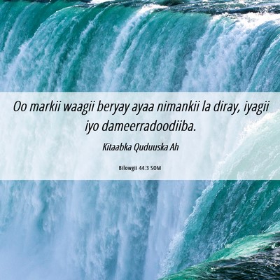 Picture 06 - Bilowgii 44:3 SOM - Oo markii waagii beryay ayaa nimankii la diray, - Bible Verse Picture