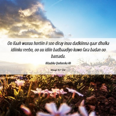 Picture 06 - Bilowgii 45:7 SOM - Oo Ilaah wuxuu hortiin ii soo diray inuu - Bible Verse Picture