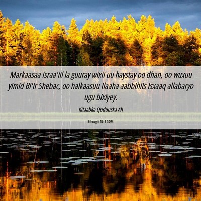 Picture 06 - Bilowgii 46:1 SOM - Markaasaa Israa'iil la guuray wixii uu haystay oo - Bible Verse Picture