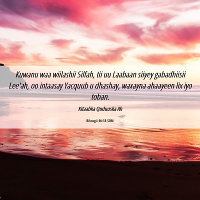 Picture 06 - Bilowgii 46:18 SOM - Kuwanu waa wiilashii Silfah, tii uu Laabaan - Bible Verse Picture