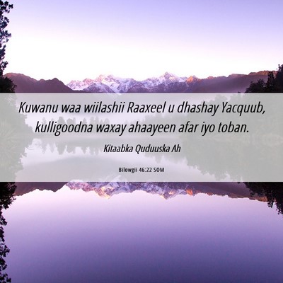 Picture 06 - Bilowgii 46:22 SOM - Kuwanu waa wiilashii Raaxeel u dhashay Yacquub, - Bible Verse Picture