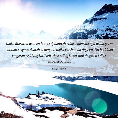 Picture 06 - Bilowgii 47:6 SOM - Dalka Masarna wuu ku hor yaal; haddaba dalka - Bible Verse Picture