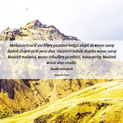 Picture 06 - Bilowgii 48:14 SOM - Markaasaa Israa'iil soo fidiyey gacantiisii - Bible Verse Picture
