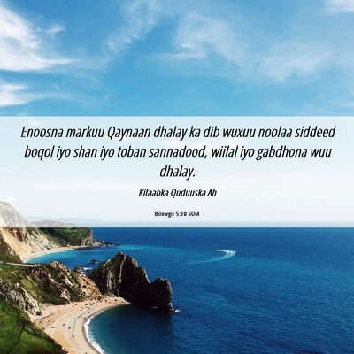 Picture 06 - Bilowgii 5:10 SOM - Enoosna markuu Qaynaan dhalay ka dib wuxuu noolaa - Bible Verse Picture