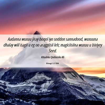Picture 06 - Bilowgii 5:3 SOM - Aadanna wuxuu jiray boqol iyo soddon sannadood, - Bible Verse Picture