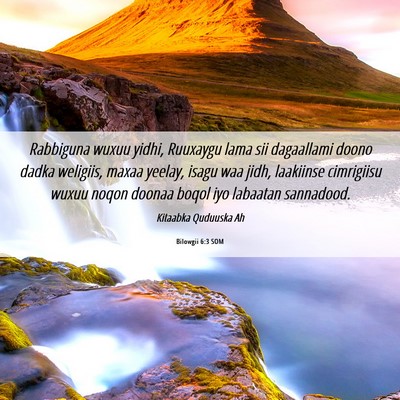 Picture 06 - Bilowgii 6:3 SOM - Rabbiguna wuxuu yidhi, Ruuxaygu lama sii - Bible Verse Picture