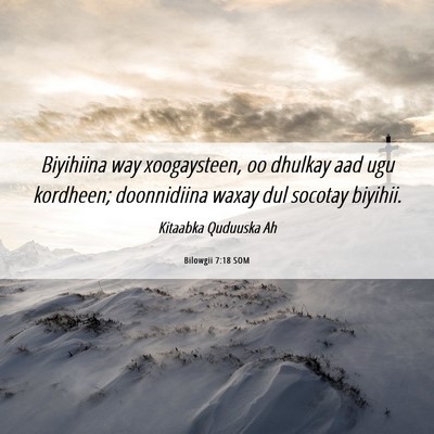 Picture 06 - Bilowgii 7:18 SOM - Biyihiina way xoogaysteen, oo dhulkay aad ugu - Bible Verse Picture