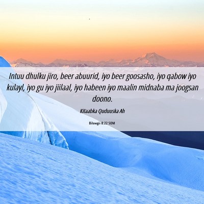 Picture 06 - Bilowgii 8:22 SOM - Intuu dhulku jiro, beer abuurid, iyo beer - Bible Verse Picture