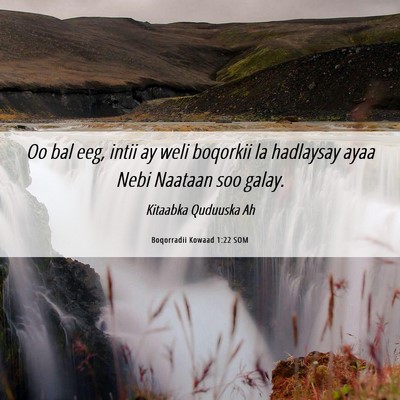 Picture 06 - Boqorradii Kowaad 1:22 SOM - Oo bal eeg, intii ay weli boqorkii la hadlaysay - Bible Verse Picture