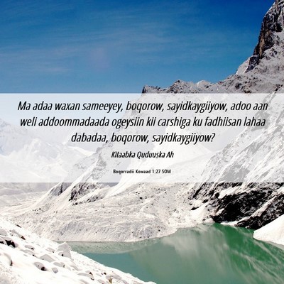 Picture 06 - Boqorradii Kowaad 1:27 SOM - Ma adaa waxan sameeyey, boqorow, sayidkaygiiyow, - Bible Verse Picture