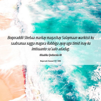 Picture 06 - Boqorradii Kowaad 10:1 SOM - Boqoraddii Shebaa markay maqashay Sulaymaan - Bible Verse Picture