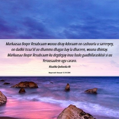 Picture 06 - Boqorradii Kowaad 12:18 SOM - Markaasaa Boqor Rexabcaam wuxuu diray Adoraam oo - Bible Verse Picture