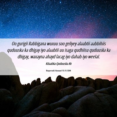 Picture 06 - Boqorradii Kowaad 15:15 SOM - Oo gurigii Rabbigana wuxuu soo geliyey alaabtii - Bible Verse Picture