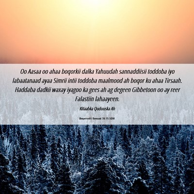 Picture 06 - Boqorradii Kowaad 16:15 SOM - Oo Aasaa oo ahaa boqorkii dalka Yahuudah - Bible Verse Picture