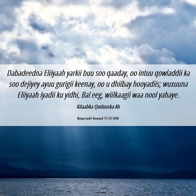 Picture 06 - Boqorradii Kowaad 17:23 SOM - Dabadeedna Eliiyaah yarkii buu soo qaaday, oo - Bible Verse Picture