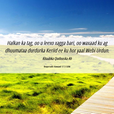 Picture 06 - Boqorradii Kowaad 17:3 SOM - Halkan ka tag, oo u leexo xagga bari, oo waxaad - Bible Verse Picture