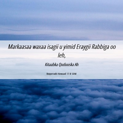 Picture 06 - Boqorradii Kowaad 17:8 SOM - Markaasaa waxaa isagii u yimid Eraygii Rabbiga oo - Bible Verse Picture