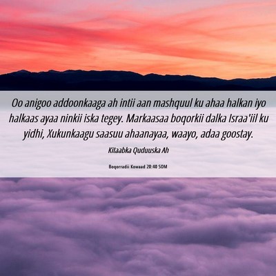 Picture 06 - Boqorradii Kowaad 20:40 SOM - Oo anigoo addoonkaaga ah intii aan mashquul ku - Bible Verse Picture