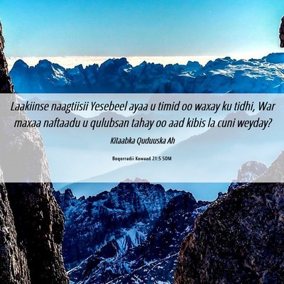 Picture 06 - Boqorradii Kowaad 21:5 SOM - Laakiinse naagtiisii Yesebeel ayaa u timid oo - Bible Verse Picture