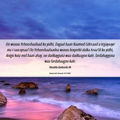 Picture 06 - Boqorradii Kowaad 22:4 SOM - Oo wuxuu Yehooshaafaad ku yidhi, Dagaal baan - Bible Verse Picture