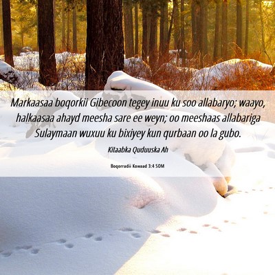 Picture 06 - Boqorradii Kowaad 3:4 SOM - Markaasaa boqorkii Gibecoon tegey inuu ku soo - Bible Verse Picture