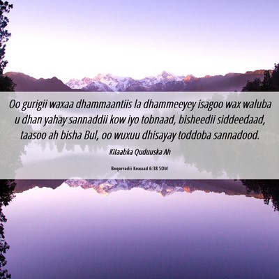Picture 06 - Boqorradii Kowaad 6:38 SOM - Oo gurigii waxaa dhammaantiis la dhammeeyey - Bible Verse Picture
