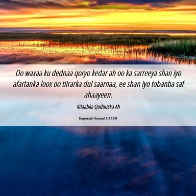 Picture 06 - Boqorradii Kowaad 7:3 SOM - Oo waxaa ku dednaa qoryo kedar ah oo ka sarreeya - Bible Verse Picture